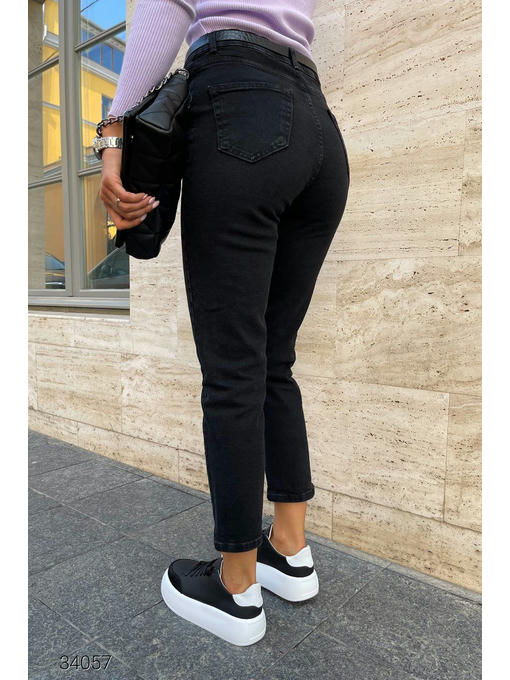 Черные джинсы мом с завышенной талией — изображение 5