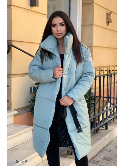 Стеганное пальто миди с воротом-стойкой — изображение 2