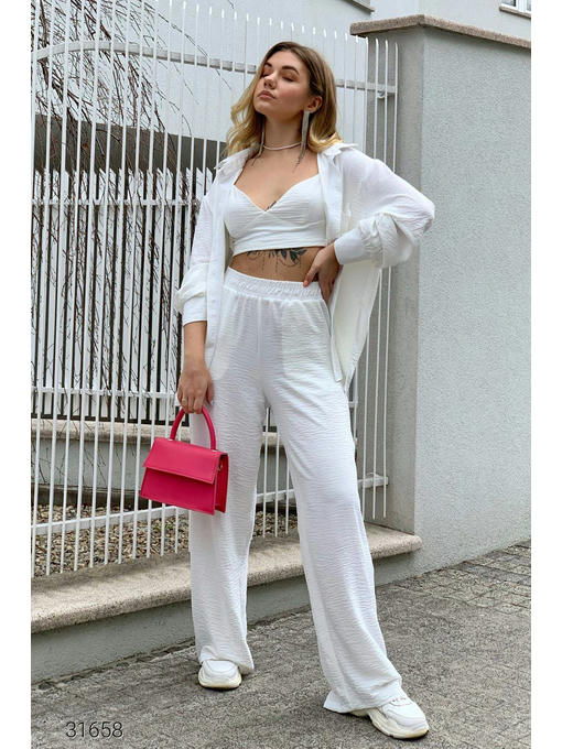 Костюм из топа, рубашки и брюк-палаццо — изображение 4