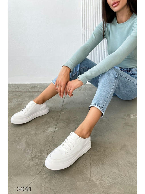 Кожаные кеды на высокой подошве — изображение 5