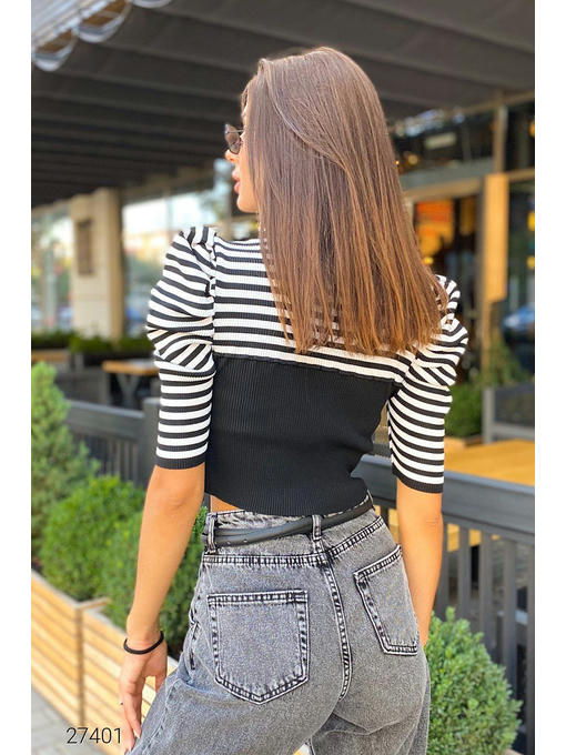 Вязаный джемпер с принтом в полоску — изображение 4