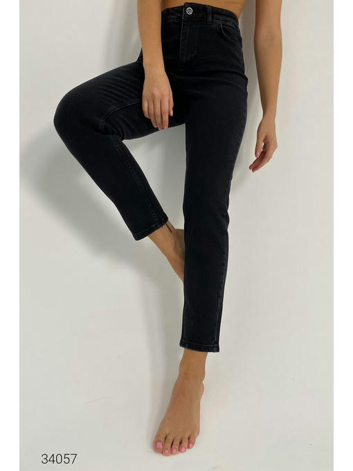 Черные джинсы мом с завышенной талией — изображение 2