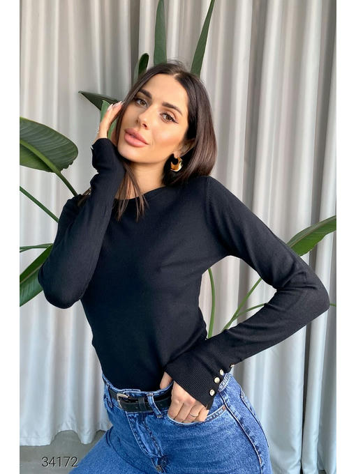 Джемпер с планкой из пуговиц на рукавах