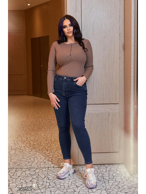 Синие джинсы скинни с завышенной талией — изображение 2