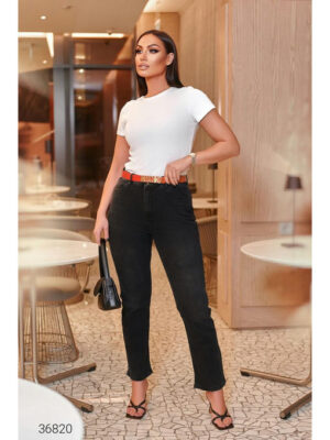 Джинсы мом с завышенной талией