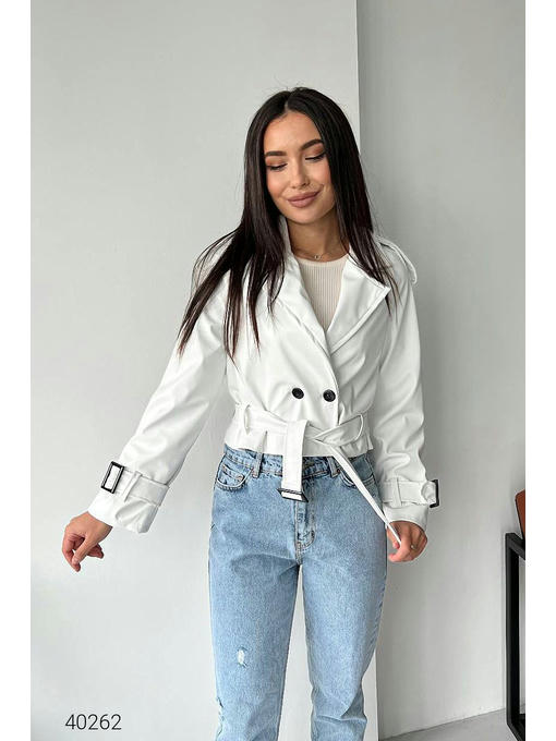 Тренч короткий из экокожи — изображение 5