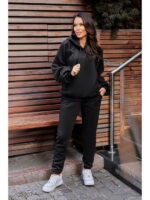 Теплый базовый женский костюм с капюшоном