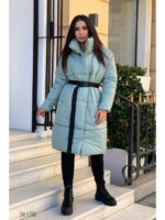 Стеганное пальто миди с воротом-стойкой