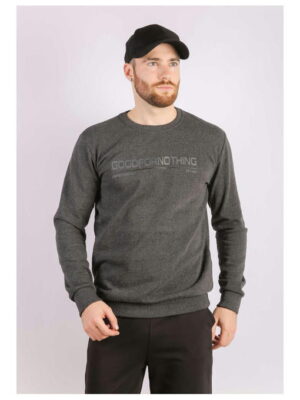 Свитшот мужской темно-серый на тонком флисе