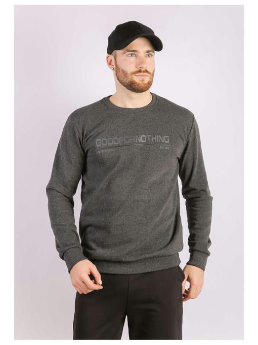 Свитшот мужской темно-серый на тонком флисе