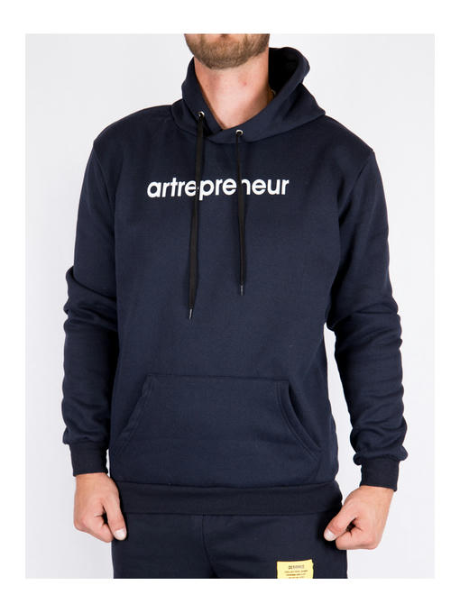 Худи мужское темно-синее на флисе