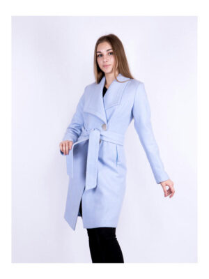Пальто женское голубое