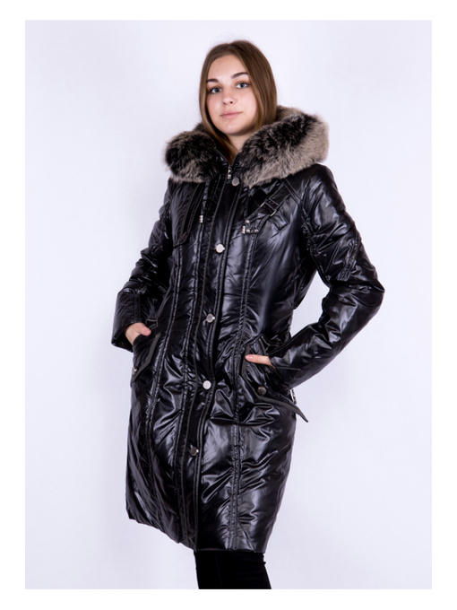 Женское пальто-пуховик черное — изображение 2
