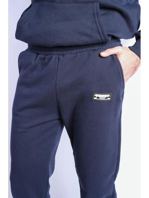 Брюки спортивные мужские темно-синие на флисе — изображение 4