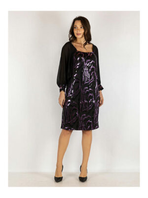 Платье батал черно-розовое