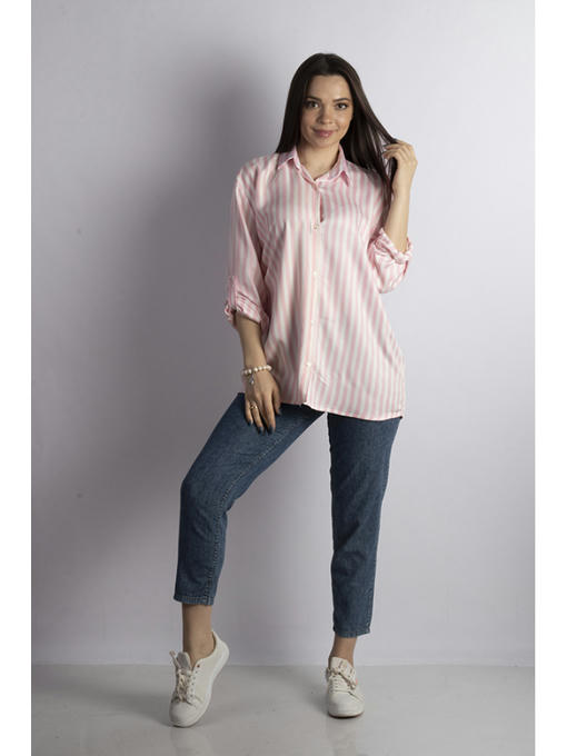 Рубашка женская бело-розовая — изображение 2