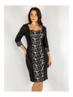 Платье батал черно-молочное