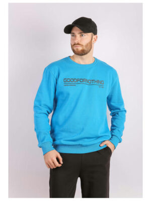 Свитшот мужской бирюзовый на тонком флисе
