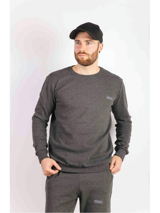 Свитшот мужской темно-серый на тонком флисе