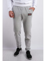 Брюки спортивные мужские светло-серые на флисе