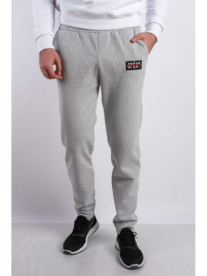 Брюки спортивные мужские светло-серые на флисе