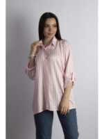 Рубашка женская бело-розовая