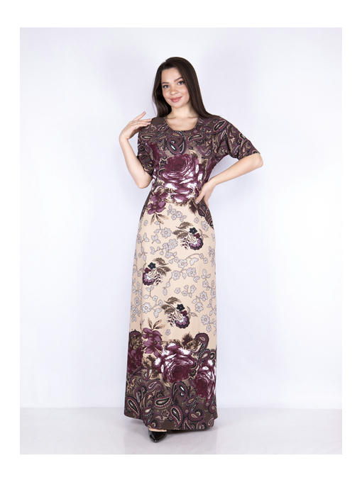 Платье батал сливово-бежевое — изображение 2