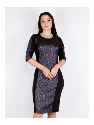 Платье батал черно-сиреневое