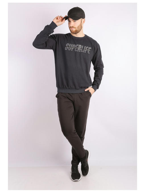 Свитшот мужской темно-синий на тонком флисе — изображение 2