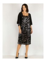 Платье батал черно-белое