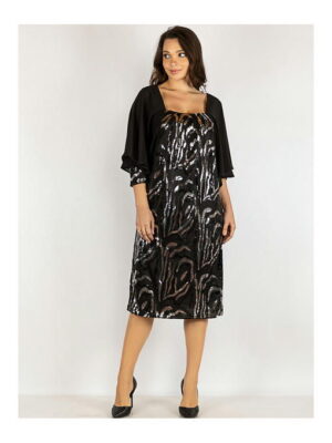 Платье батал черно-белое