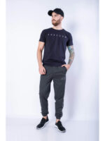 Брюки спортивные с текстовым принтом на штанинах