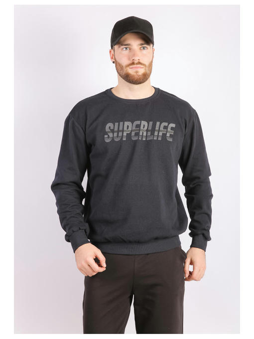 Свитшот мужской темно-синий на тонком флисе