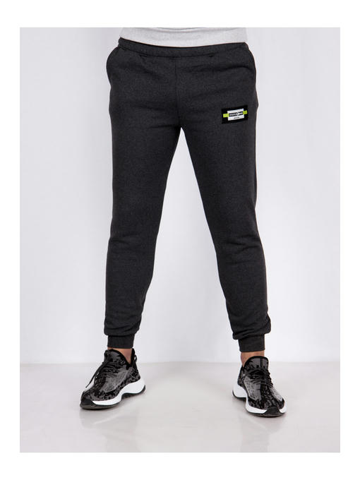 Брюки спортивные мужские темно-серые на флисе