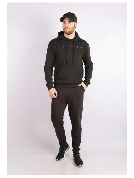 Худи мужское черное на тонком флисе — изображение 2
