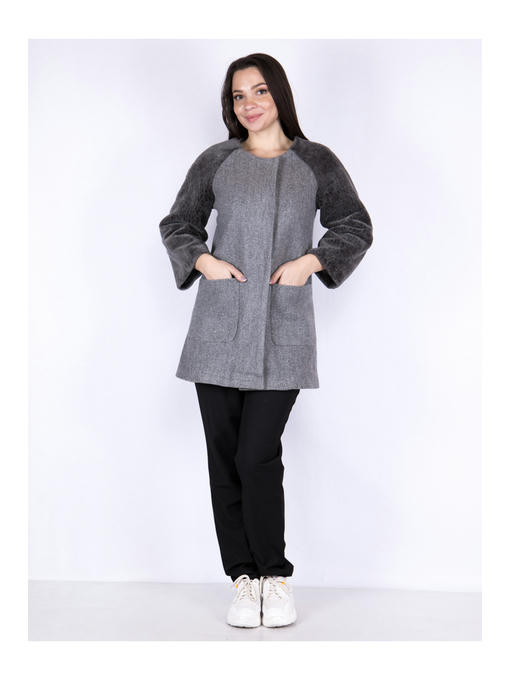 Полупальто женское серое