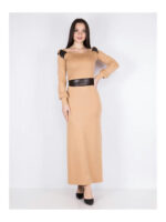 Платье бежево-коричневое