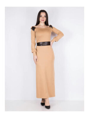 Платье бежево-коричневое