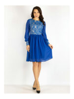 Платье сине-молочное