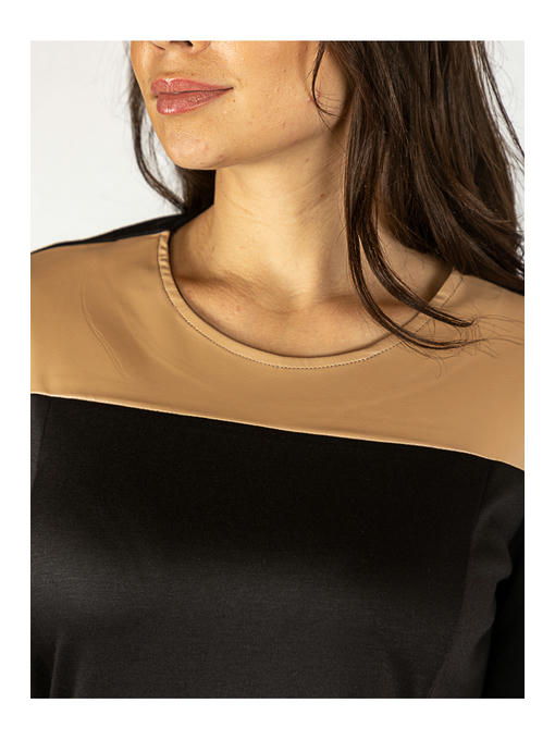 Платье батал черно-коричневое — изображение 5