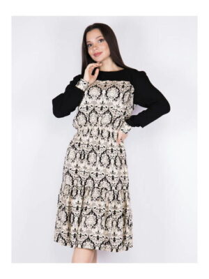 Платье черно-бежевое