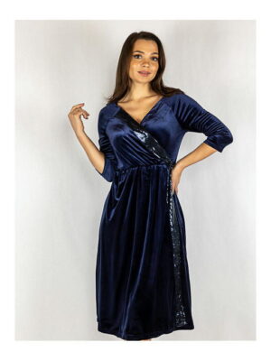 Платье батал темно-синее