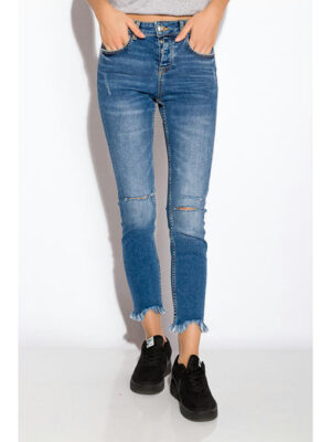 Джинсы женские укороченные с бахромой