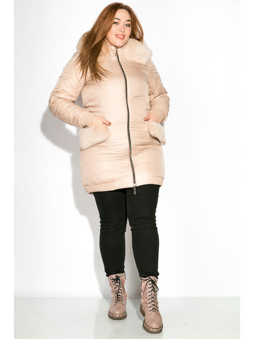 Пуховик женский однотонный — изображение 7