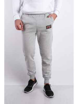 Брюки спортивные светло-серые мужские на флисе