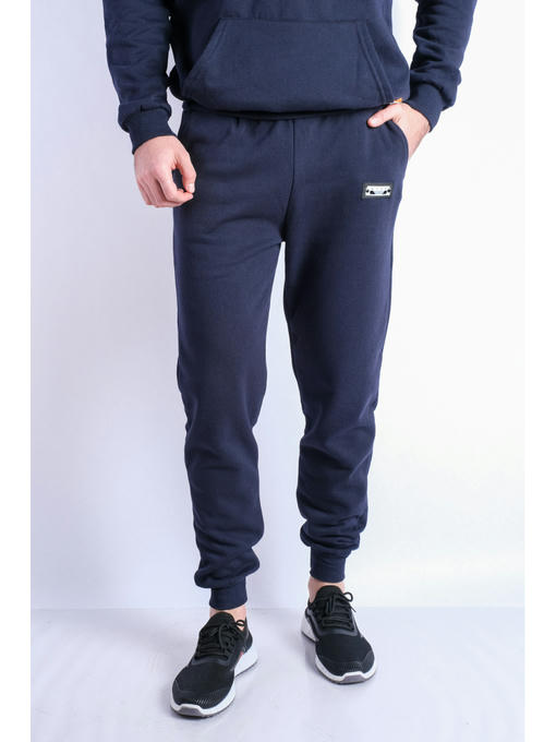 Брюки спортивные мужские темно-синие на флисе
