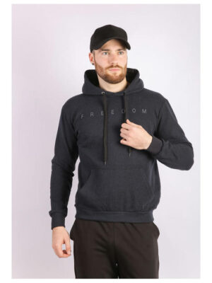 Темно-синий мужской худи на тонком флисе