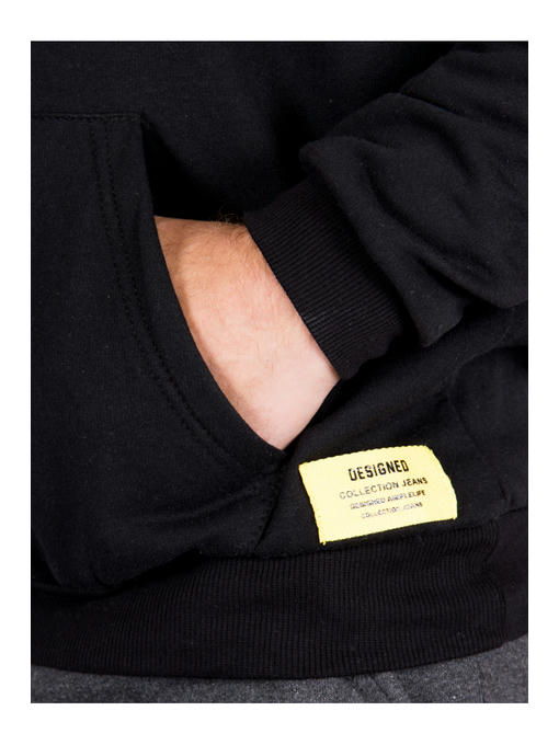 Худи мужское черное на флисе — изображение 3