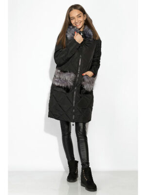 Женская куртка с мехом на карманах