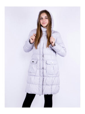 Женское пальто-пуховик светло-серое